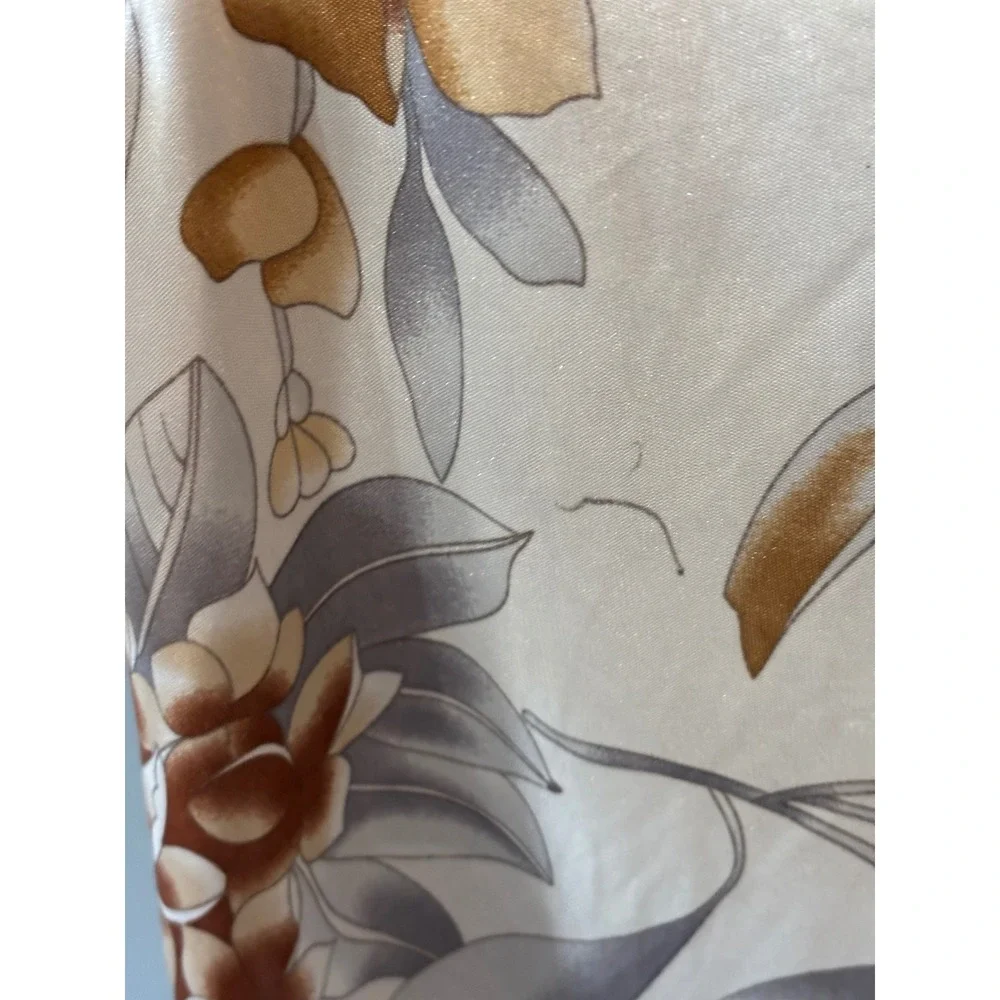 B.B. Fashion Lingerie Vintage Floral Nightgown Small White Brown Satin Sleepwear